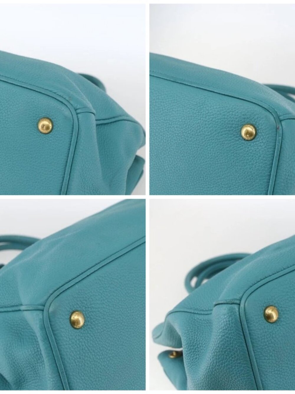 PRADA Hand Bag Leather Light Blue Gold Auth - Picture 16 of 16